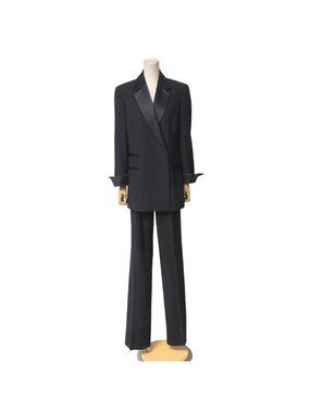 Gucci Vintage Pants Suit 42 40 Tailored Bra Leather Single Jacket Trousers